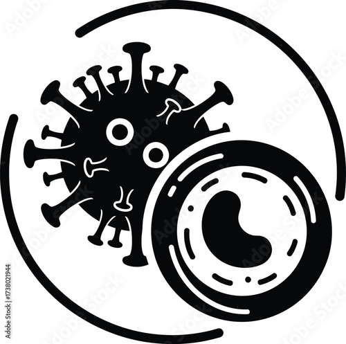 Coronavirus and White Blood Cell in a Circular Frame Design