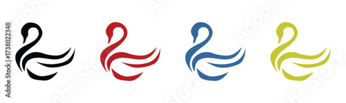 animal swan icon set, simple swan bird vector set