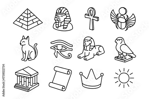 Linear egyptian icons: ancient symbols of culture and history