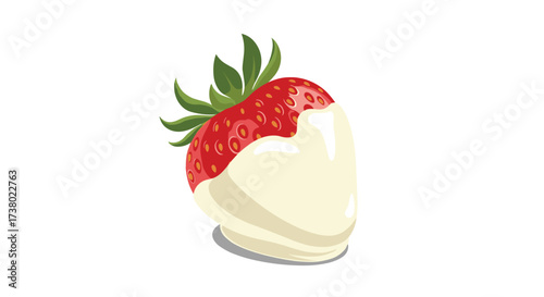 A delicious fresh red strawberry dipped in smooth white chocolate.