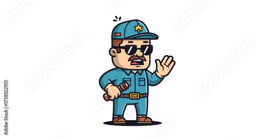 Cartoon police officer character illustration isolated on a clean white background
