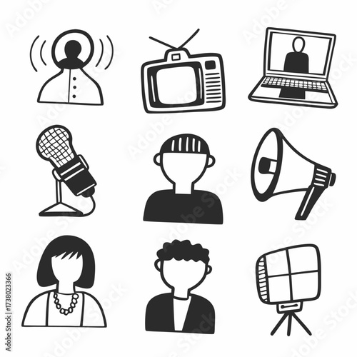 “Human Activity and Technology Line Icon Collection”