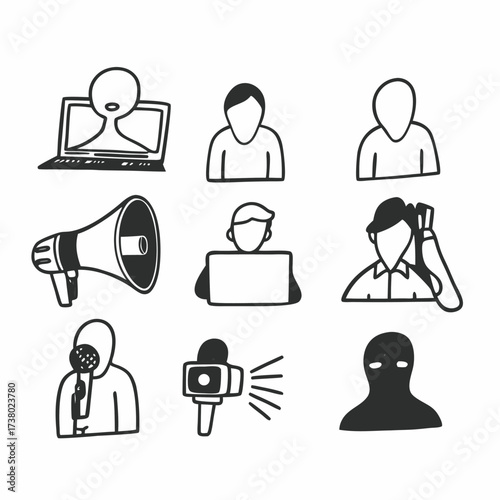 “Human Activity and Technology Line Icon Collection”
