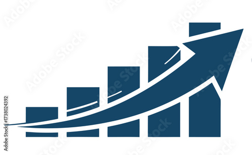 Graph diagram up icon, business growth success chart with arrow, business bar sign, progress bar symbol, growing graph icon, profit growing symbol - vector

