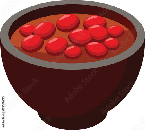 bowl of portuguese feijoada vector icon illustration