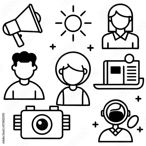 “Human Activity and Technology Line Icon Collection”