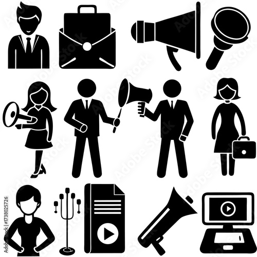“Human Activity and Technology Line Icon Collection”