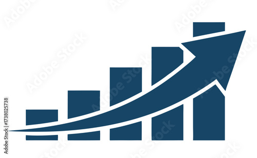 Graph diagram up icon, business growth success chart with arrow, business bar sign, progress bar symbol, growing graph icon, profit growing symbol - vector
