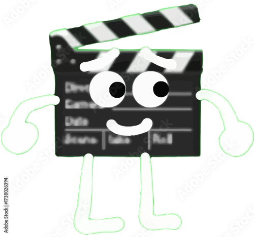 Cute Cartoon Film Slate Character Bringing Movie Magic and Fun to Filmmaking and Entertainment
