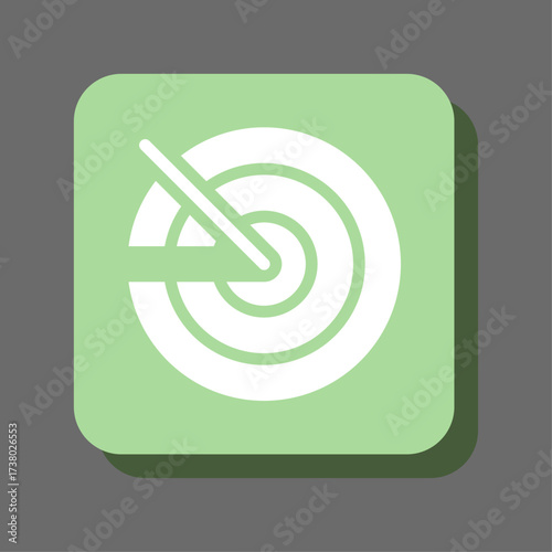 Simple icon of a radar or target symbol in a rounded square with a subtle shadow effect on a grey background