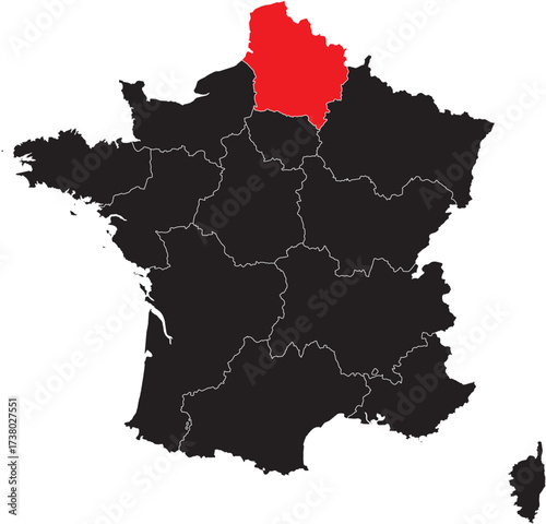 Hauts-de-France Highlighted on the France Map