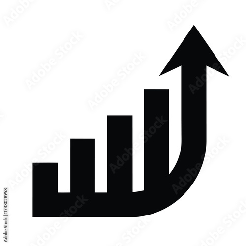 Growing graph sign, graph diagram up icon
