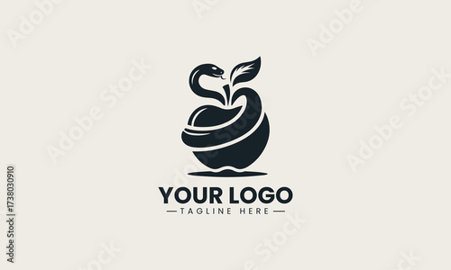 Apple And Serpent vector logo illustration