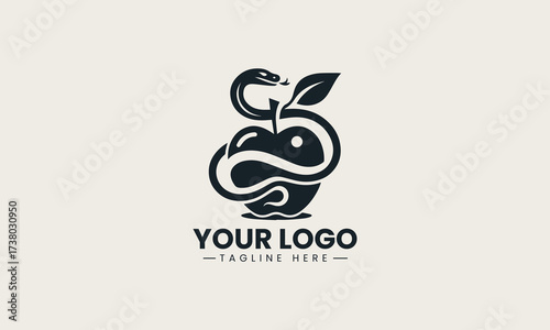 Apple And Serpent vector logo illustration