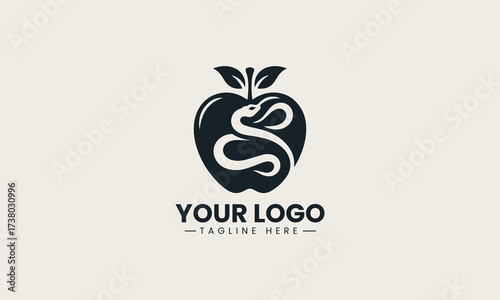 Apple And Serpent vector logo illustration