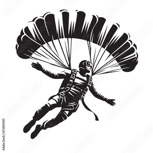 Skydiver with Parachute Silhouette