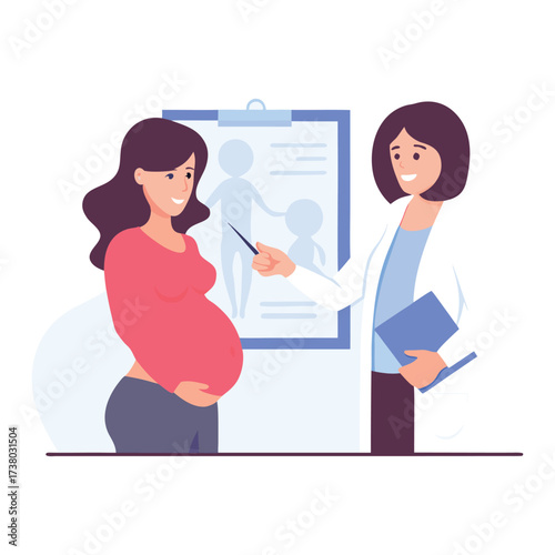 Pregnant woman consulting with a doctor about her health