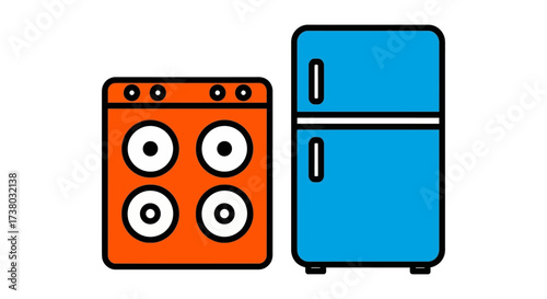 appliances illustration a stove and refrigerator essential kitchen appliances illustration for home decor blogs and kitchen renovation concept