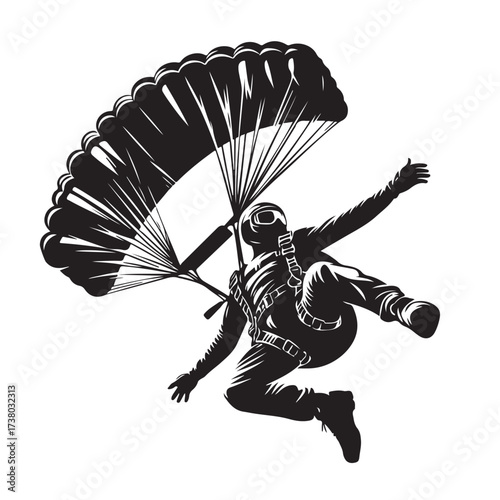 Skydiver with Parachute Silhouette