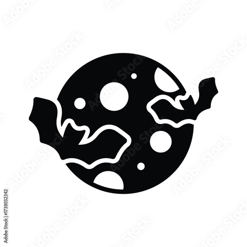 Glowing Halloween moon with bats, great for horror night themes