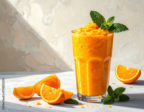 Orange smoothie in glass