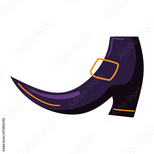 Witch's Pointed Shoe Isolated on White Background, Halloween Costume Accessory