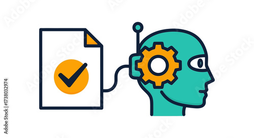 ai automation completing tasks connecting document to robotic brain symbolizing efficiency perfect for tech articles and process optimization concepts