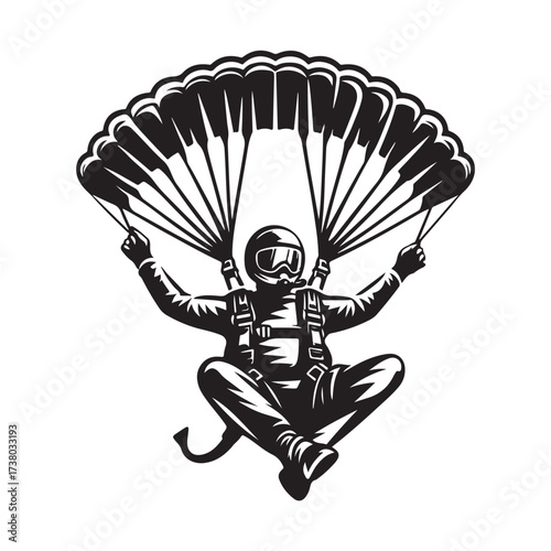Skydiver with Parachute Silhouette