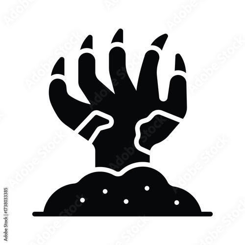 Horror zombie hand rising from grave, perfect scary Halloween art