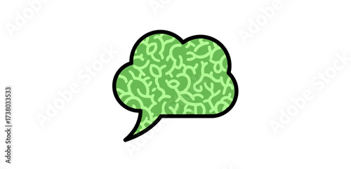 brain communication bubble mental connection dialogue green thinking icon in a cloud shape representing ideas  cognitive message design