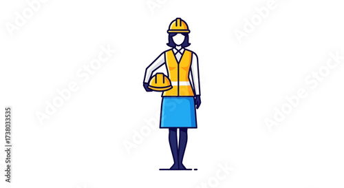 Female engineer holding safety helmet ready for construction site inspection reflecting workplace safety and professional responsibility suitable for corporate training.