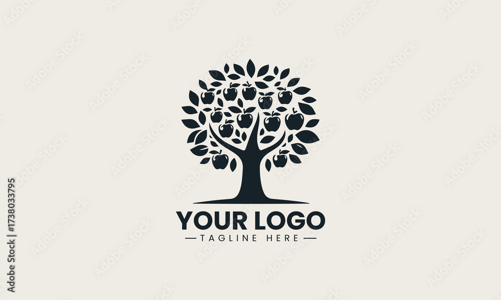 Obraz premium Apple Tree vector logo illustration