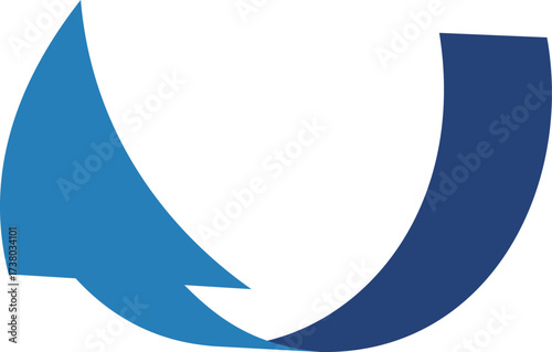 3D風の曲線の矢印、単体、青
3D style curved arrow, single, blue