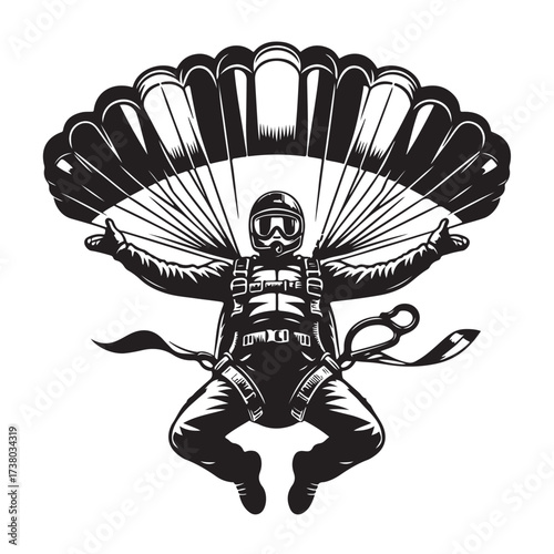 Skydiver with Parachute Silhouette