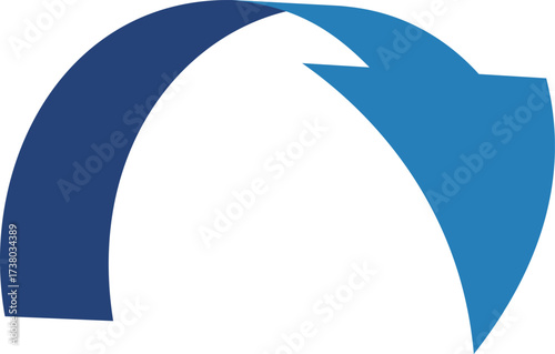 3D風の曲線の矢印、単体、青
3D style curved arrow, single, blue