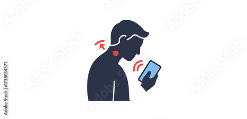 Neck pain from phone use man feeling neck pain while using a smartphone highlighting tech-related health issues and promoting ergonomic awareness.