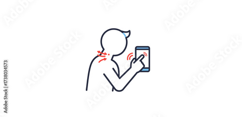 neck pain from phone use person experiencing discomfort while texting on a smartphone highlighting technologys physical impact and posture problems for health awareness