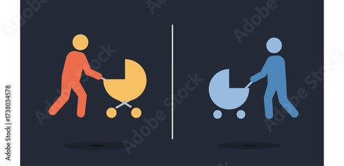 new parents with baby stroller walking side by side symbolizing family lifestyle and childcare responsibilities perfect for parenting blogs