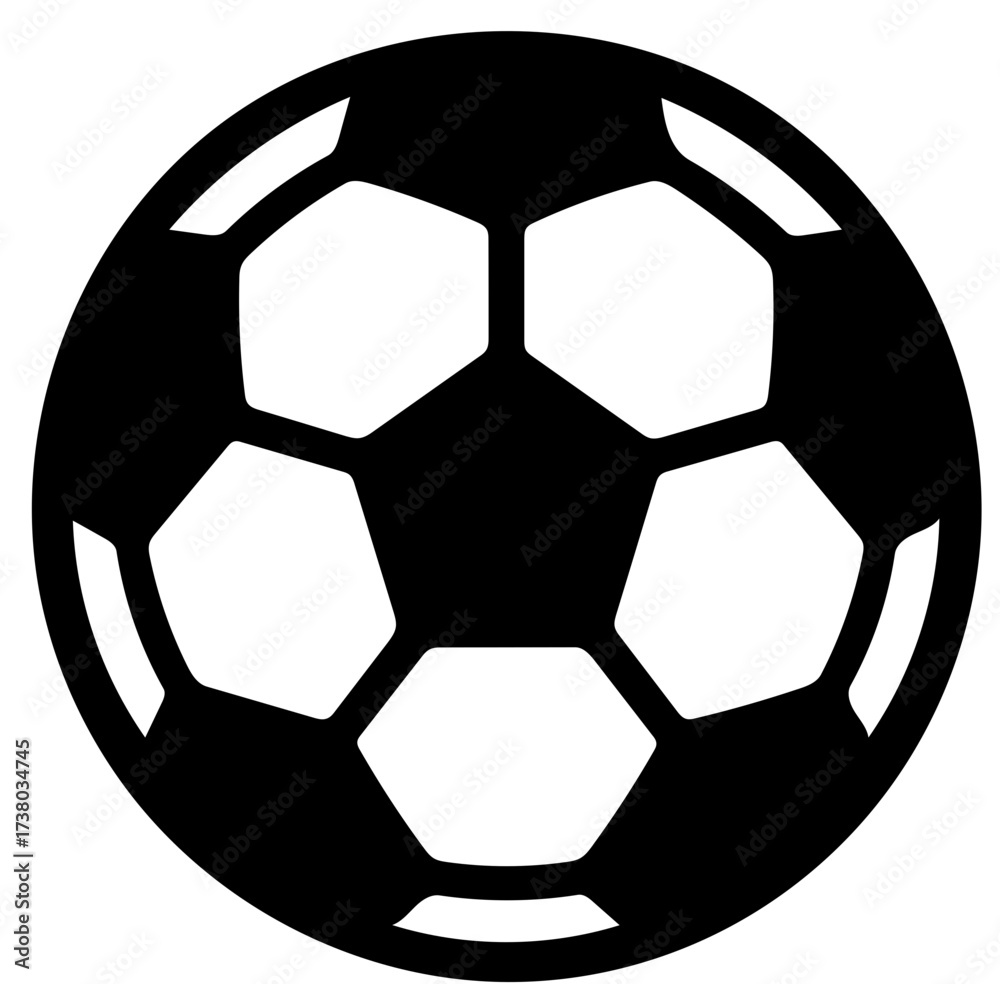 Fototapeta premium Soccer Ball Silhouette: A black and white silhouette of a soccer ball. The soccer ball is perfect for sports or game related imagery. 