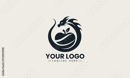 Dragon Snake With Apple vector logo illustration
