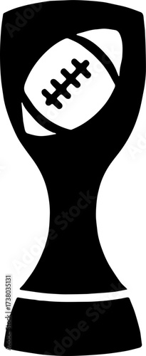 American Football Trophy Silhouette: A powerful, sleek silhouette of a trophy, featuring an American football, poised in anticipation of victory.