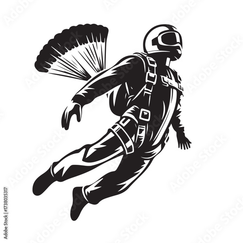 Skydiver with Parachute Silhouette