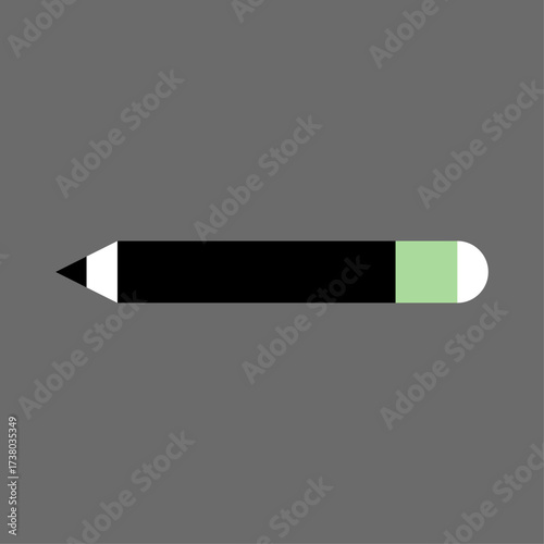 A Simple Icon of a Black Pencil with a Light Green Tip on a Gray Background