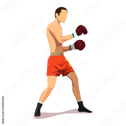 Boxing training a focused male athlete in a fighting stance, ready to spar
