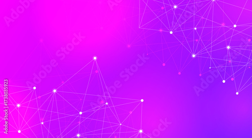 Abstract gradient background with network connections in pink and purple colors