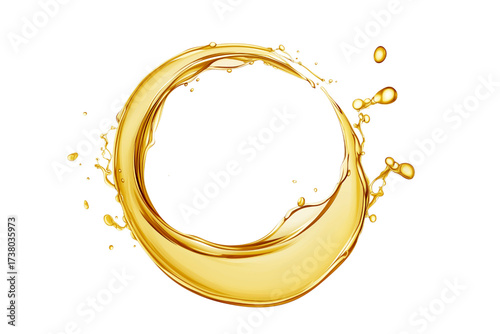 Splash of oily liquid close-up isolated on white background