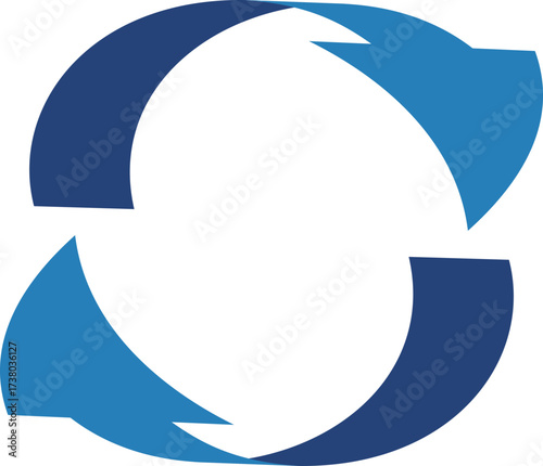 3D風の曲線の矢印、単体、青
3D style curved arrow, single, blue