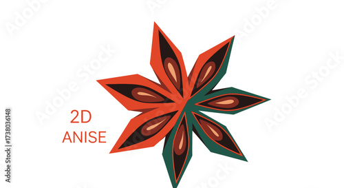 Anise star spice vector illustration.