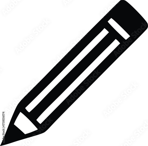 Simple black and white icon of a sharpened pencil ready for writing drawing sketching and creative tasks symbolizing education and ideas