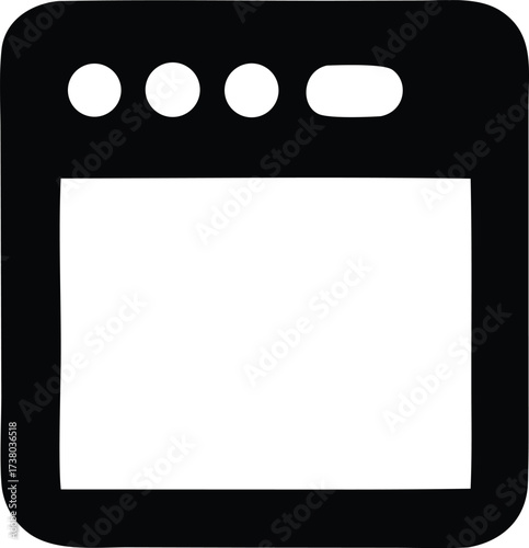 Simple icon of a dishwasher machine appliance with control buttons for kitchen and home use
